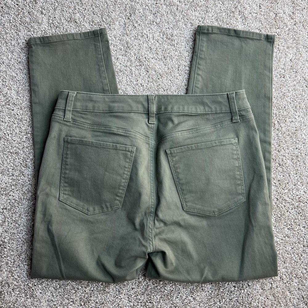 Talbots Straight Leg Crop Jeans Womens 8 Green Simply Flattering Stretch Denim